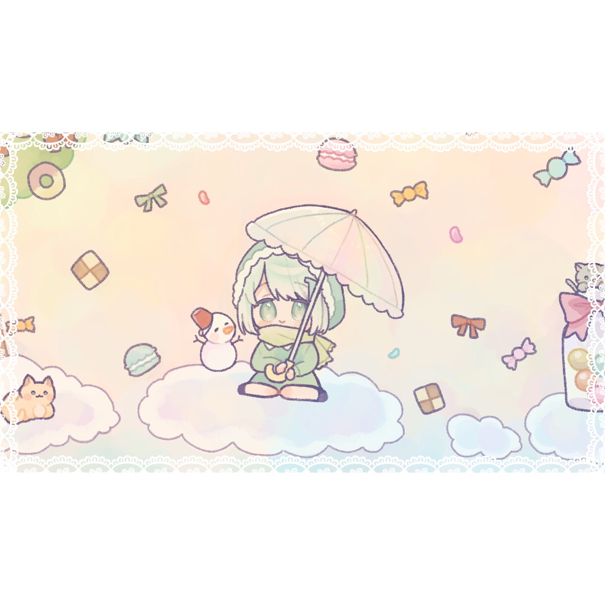 かわいい配信画面を制作します ふわふわかわいいイラストが得意です♪ イメージ4