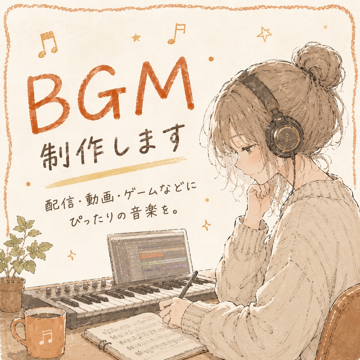 配信や動画用のBGMを制作します 基本料金5,000円／2分以内 イメージ1