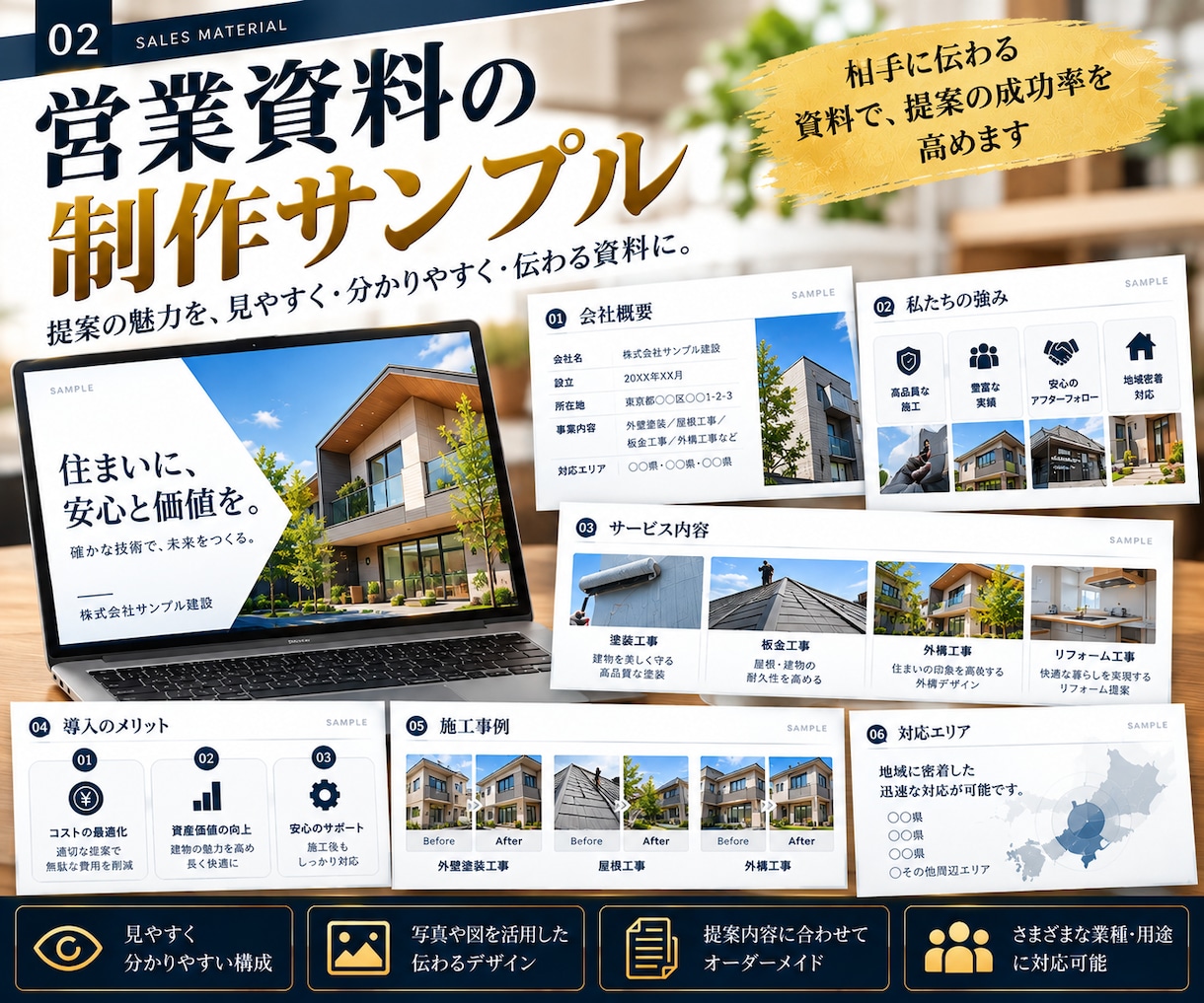 伝わる営業資料を丁寧に作成します 個人事業主・中小企業向けの営業資料を丁寧に制作します イメージ2