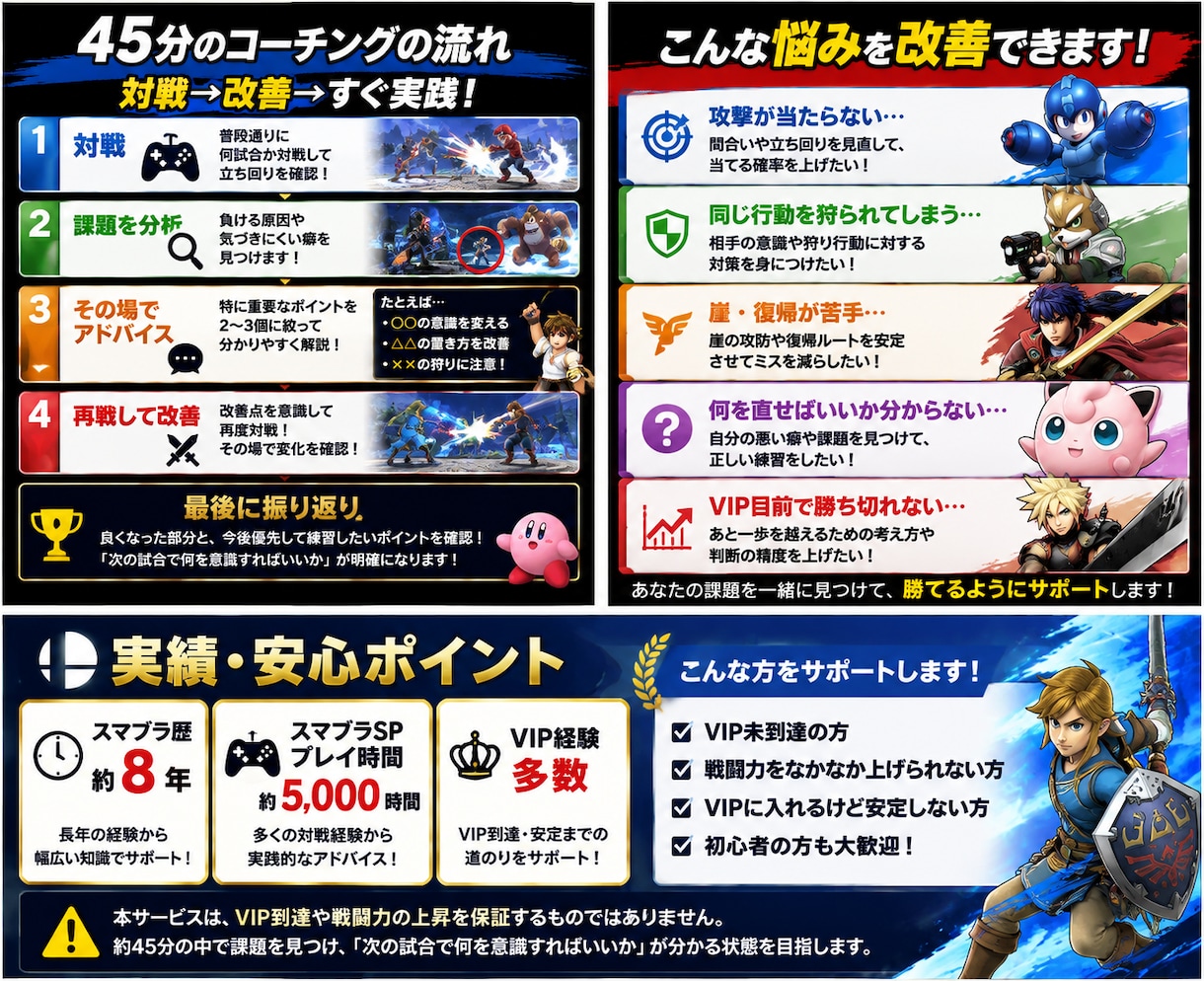 スマブラSPの実戦コーチングをします 対戦→分析→再戦で勝てない原因を改善します イメージ2