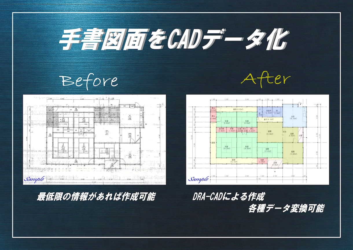 現役一級建築士が手書図面をトレース・CAD化します DRACAD対応/JWW・DXF・SFC・PDF・他変換可能 イメージ1