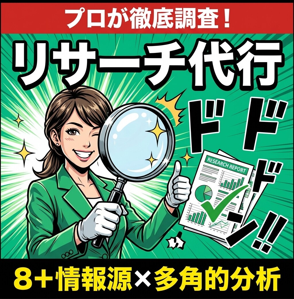 市場調査・競合分析をAIで深掘りします 8つ以上の情報源×多角的分析で根拠あるレポートを作成 イメージ1