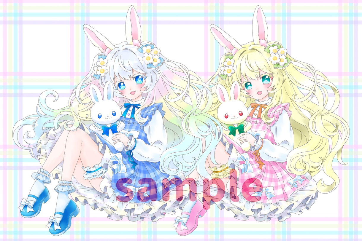 うさぬい抱っこイラスト描きます イースターにも使えるイラストです イメージ1