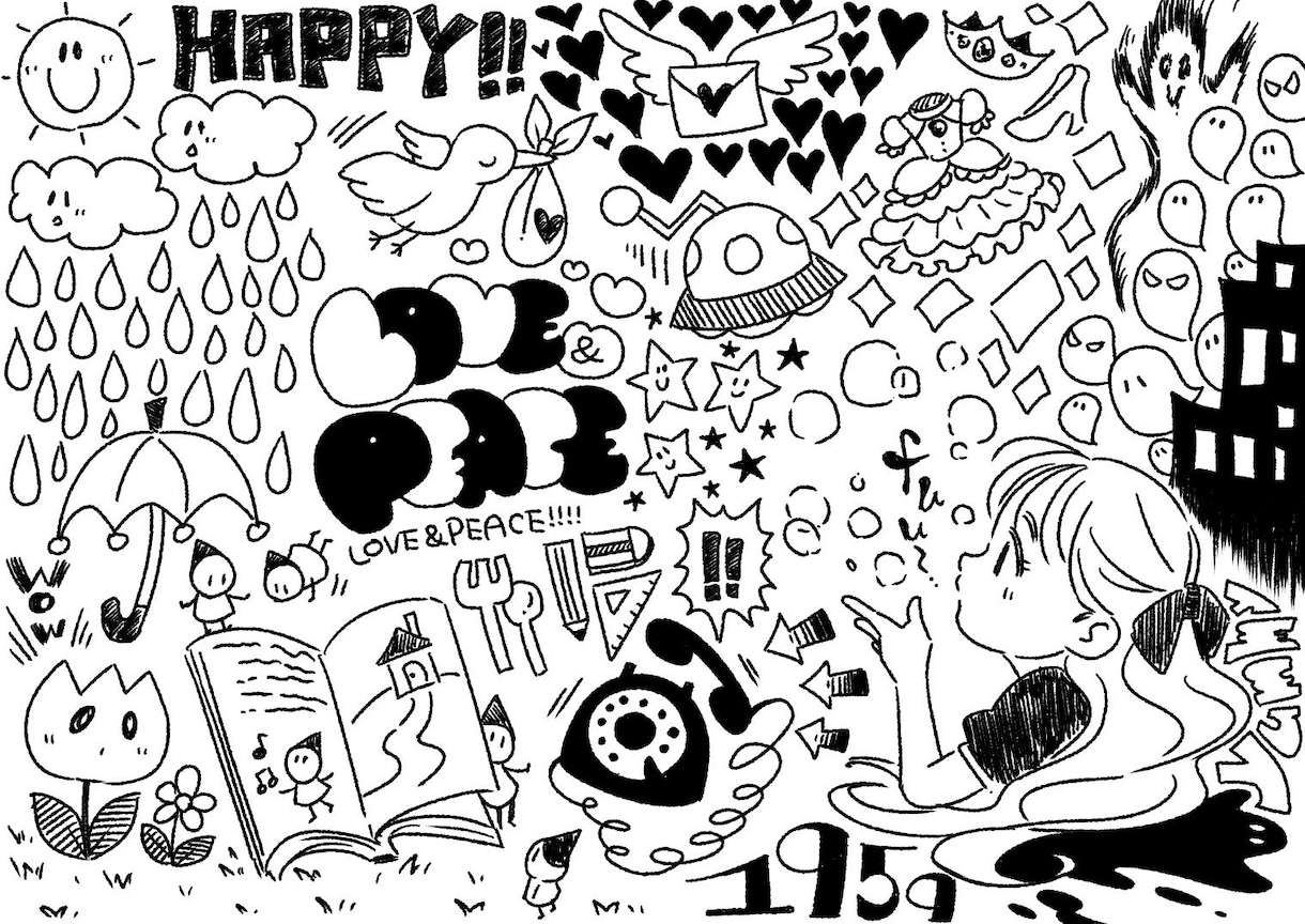 最安値で手描きごちゃごちゃデザインイラスト描きます お好きなモチーフに沿って制作します！ イメージ1