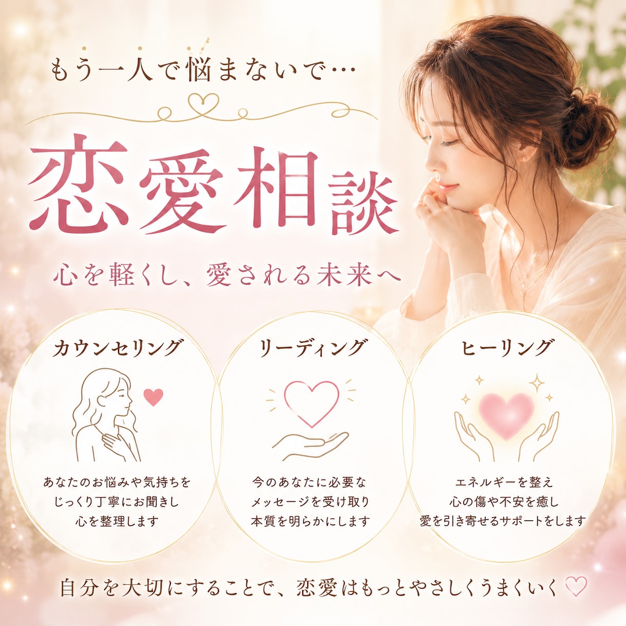 リーディング&ヒーリング併用/恋愛相談お聞きします 誰にも言えなかった悩みも、臆せずなんでもお話しください。 イメージ2