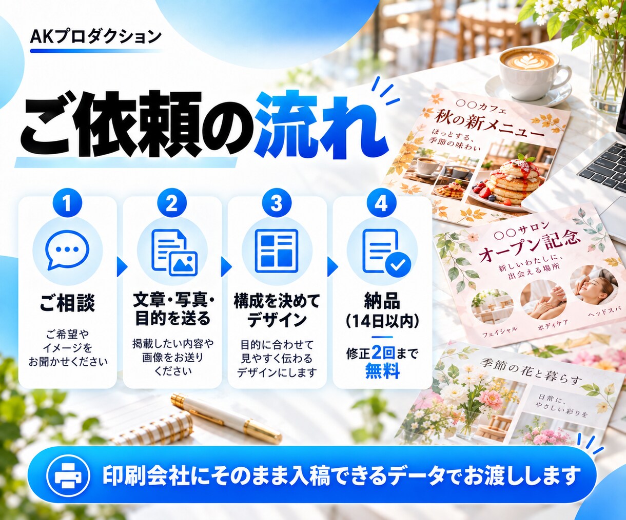 集客につながるチラシ・フライヤーを作成します 来店・問い合わせにつなげる構成でデザインします イメージ4