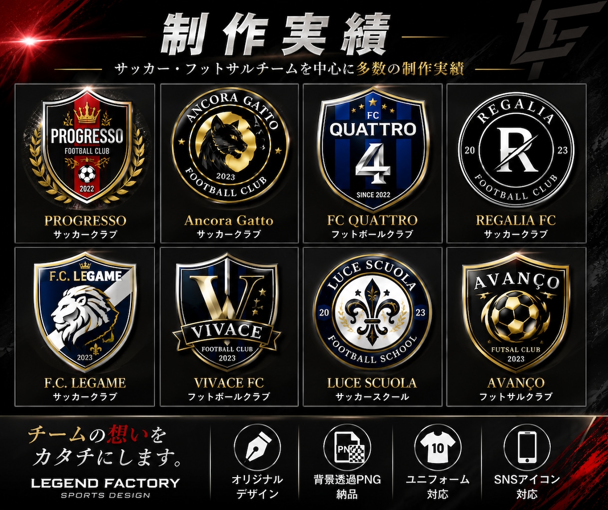 サッカー・フットサルチームのエンブレムを制作します チームの想い・理念を形にしたオリジナルエンブレムを制作します イメージ2