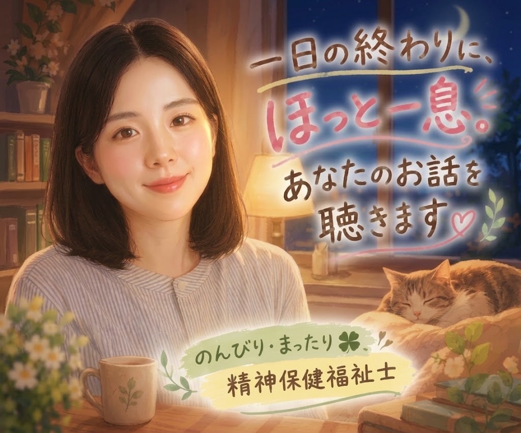 一日の終わりに、ほっと一息☘あなたのお話し聴きます のんびり/ゆっくり/まったり☘癒し系精神保健福祉士 イメージ1