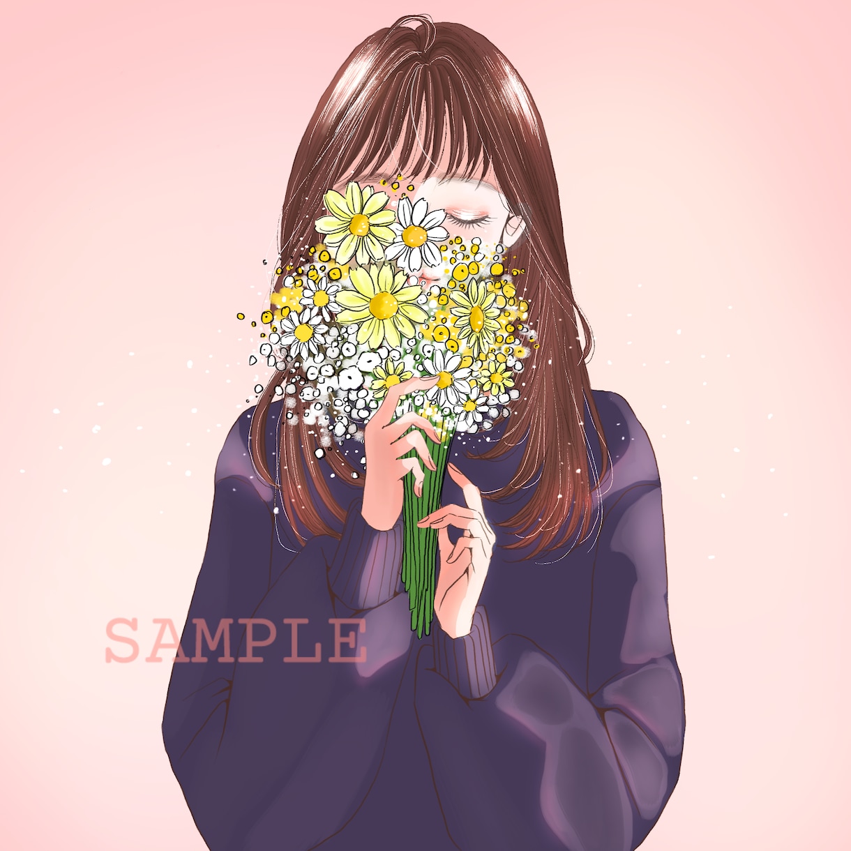 商用利用可◎お洒落なアイコンや名刺イラスト描きます 人と被らないお花と女の子のふんわり大人可愛いイラスト＊ イメージ3