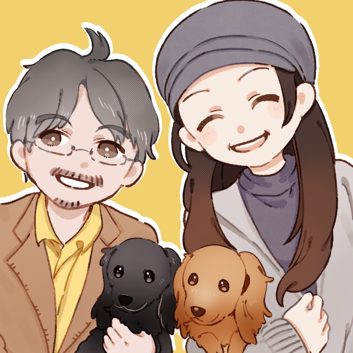 家族やペット、友人と一緒にも*似顔絵描きます 記念に一枚！ 暖かな絵柄の似顔絵 イメージ2