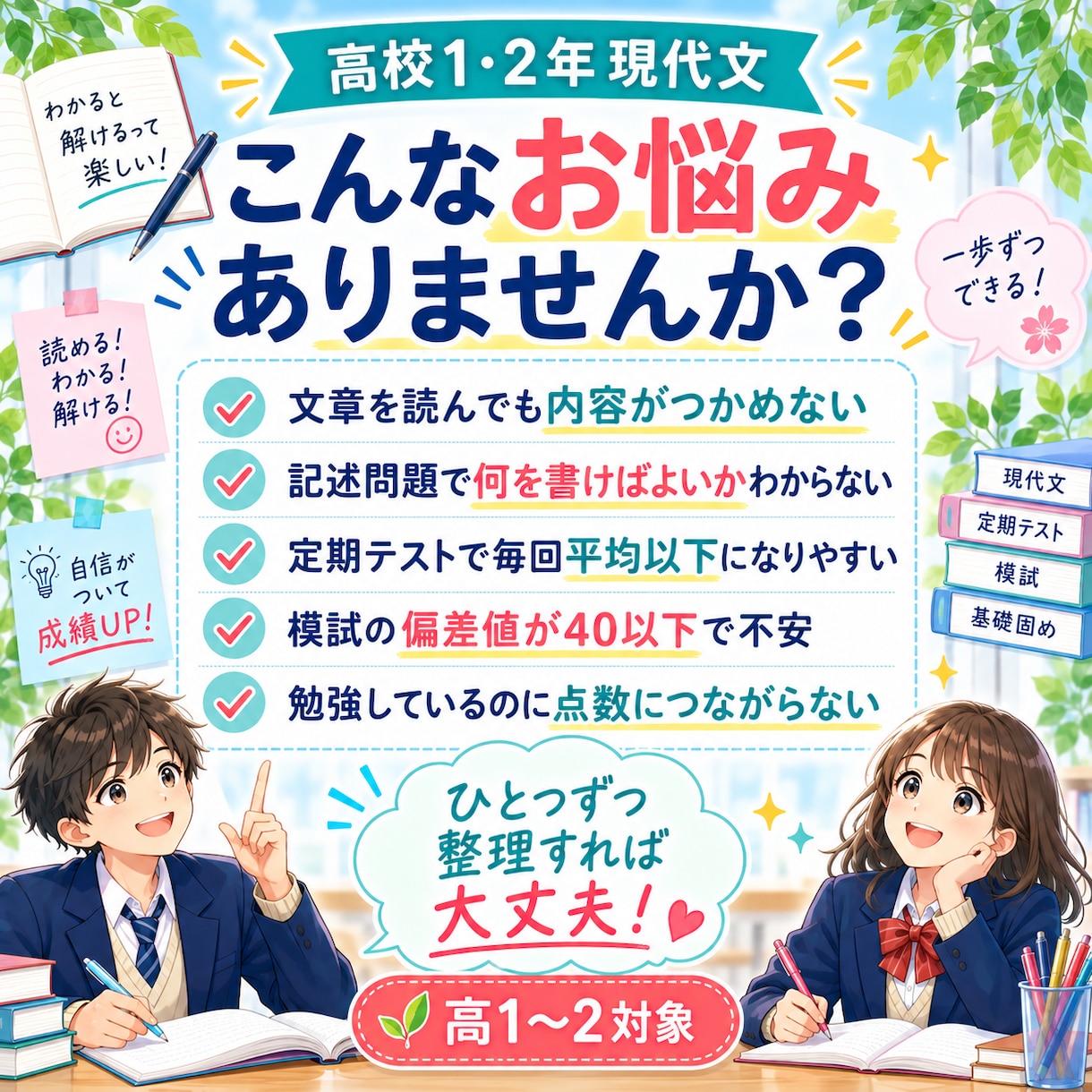 高校1・2年の現代文を基礎から教えます 現代文が苦手な高1・高2を基礎からサポートします イメージ2