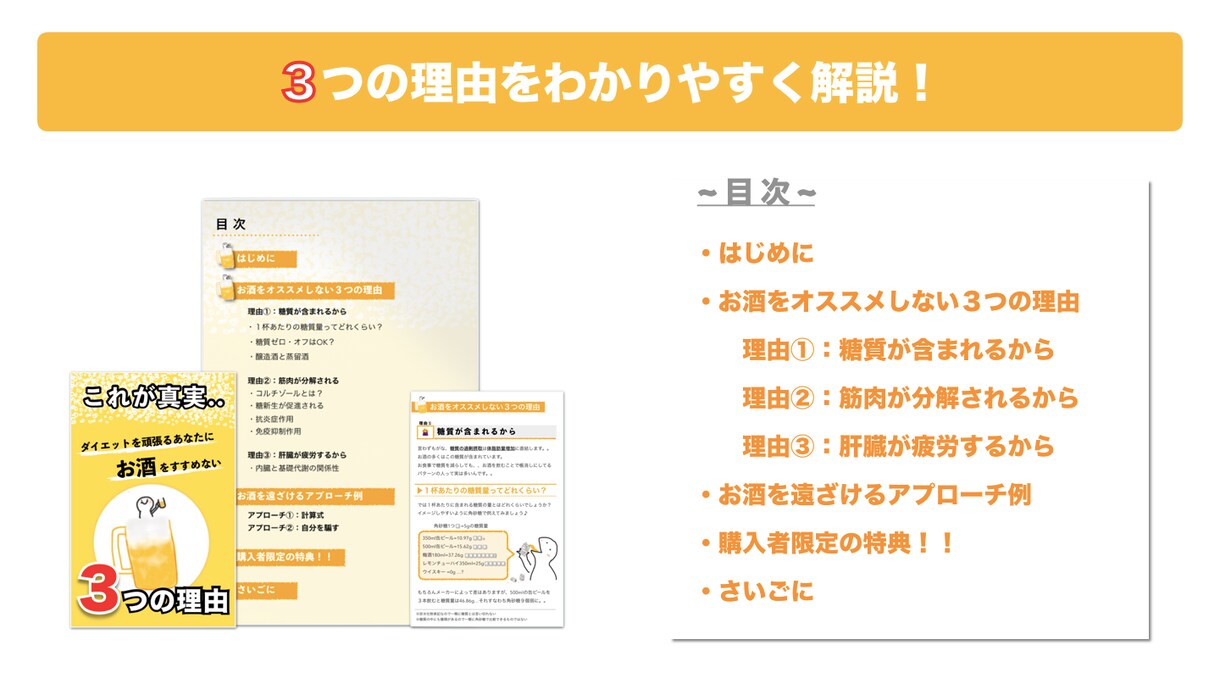 ダイエットについてあなたの知識をアップデートします ダイエットを頑張るあなたへお酒をすすめない３つの理由BOOK イメージ3