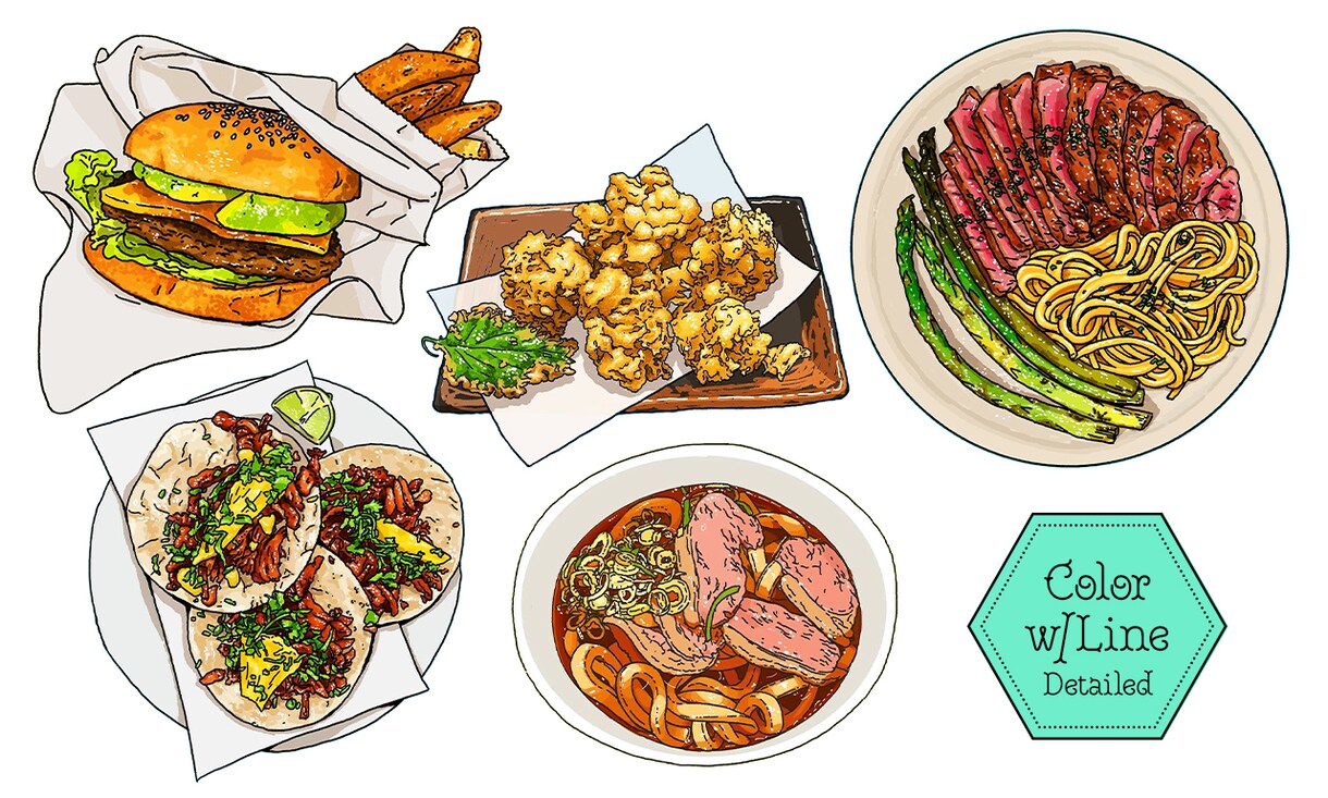 美味しそうな食べ物イラスト描きます お店のメニューにご利用いただけます、最短１日で提供 イメージ4