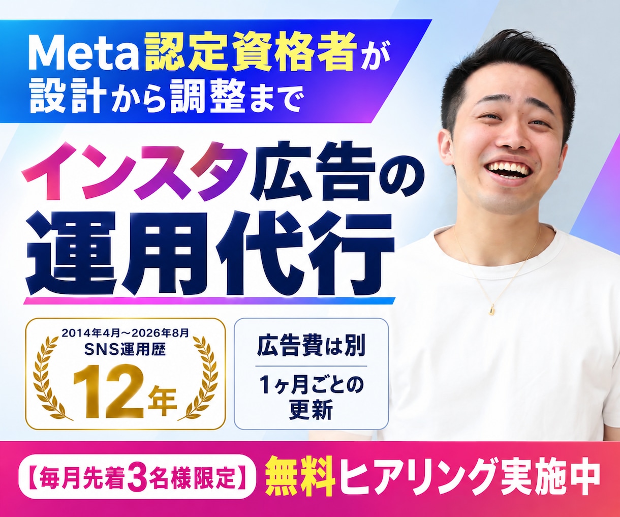 Meta認定資格者がインスタ広告を運用代行します 広告費別｜設計から入稿・調整まで1ヶ月ごとに運用代行 イメージ1