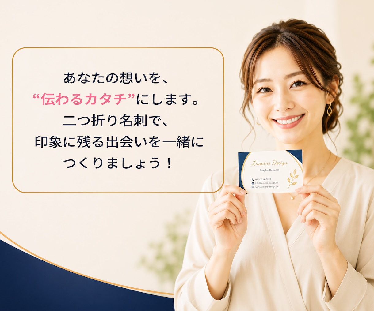 想いを翻訳する、二つ折り名刺デザイン制作します ヒアリングからコンセプト設計まで、あなたの魅力を1枚にします イメージ10