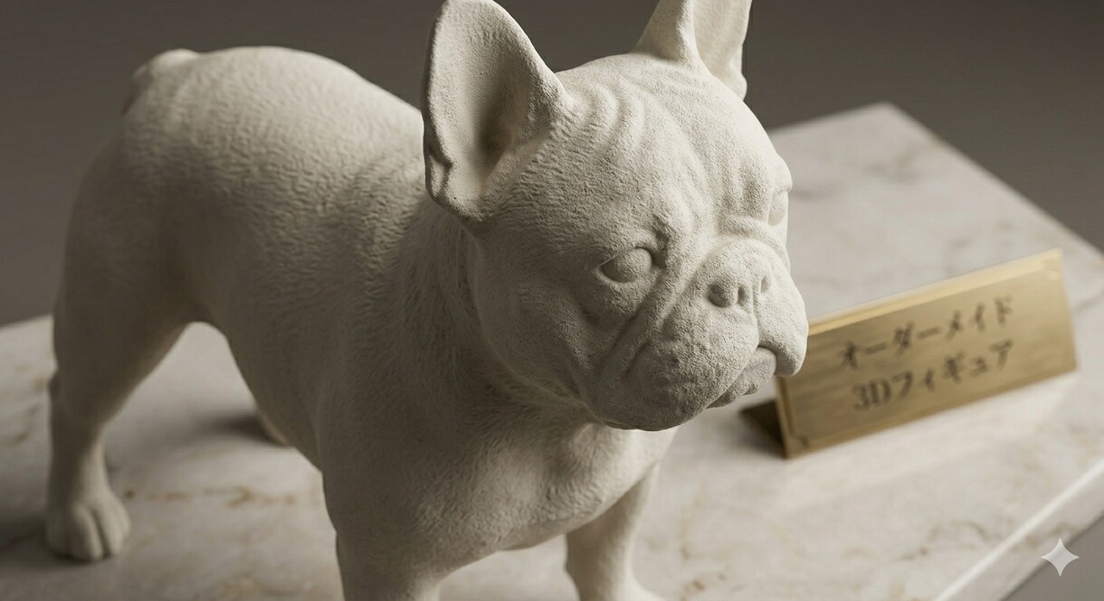 大切な愛犬を一枚の画像から石膏風フィギュアにします もう一度、あの愛しい背中を撫でられるように。 イメージ1