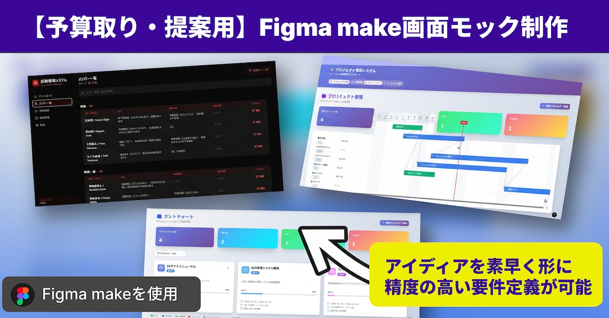 予算取りや提案用に高品質な画面モックを作成します アイデアをカタチに。動くプロトタイプを作成します イメージ1