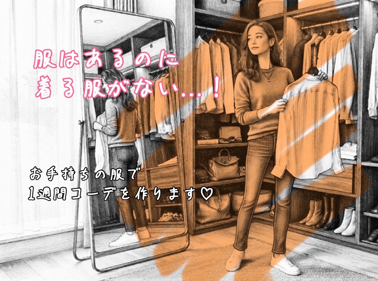 お手持ちの服で、1週間分のコーディネートを考えます 写真を送るだけ♪ 元アパレル販売員が組み合わせます♡ イメージ1