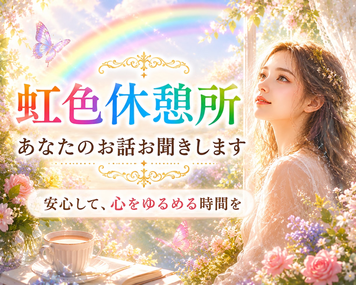 虹色の休憩所であなたのお話聴きます ⭐心をゆるめて⭐あなたのペースで自由に話せます♪ イメージ1