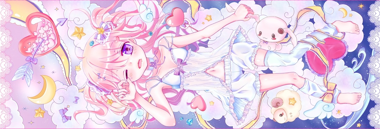 可愛い♪ｔｗｉｔｔｅｒヘッダーイラストお描きします ゆめかわいい、萌え、癒しをお求めの方はぜひご利用ください♪ イメージ1