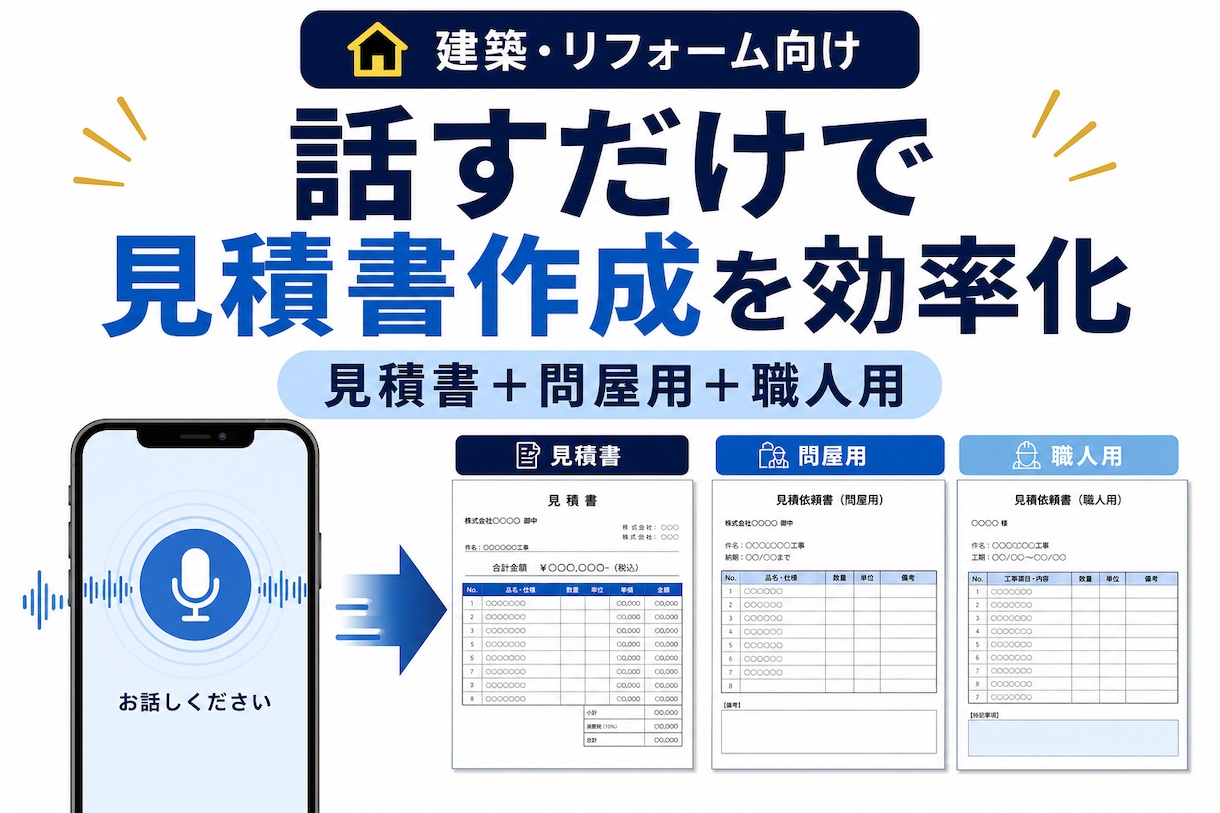 建築見積りのAI入力セットを提供します 現調内容を話して見積書・依頼書作成を効率化 イメージ1