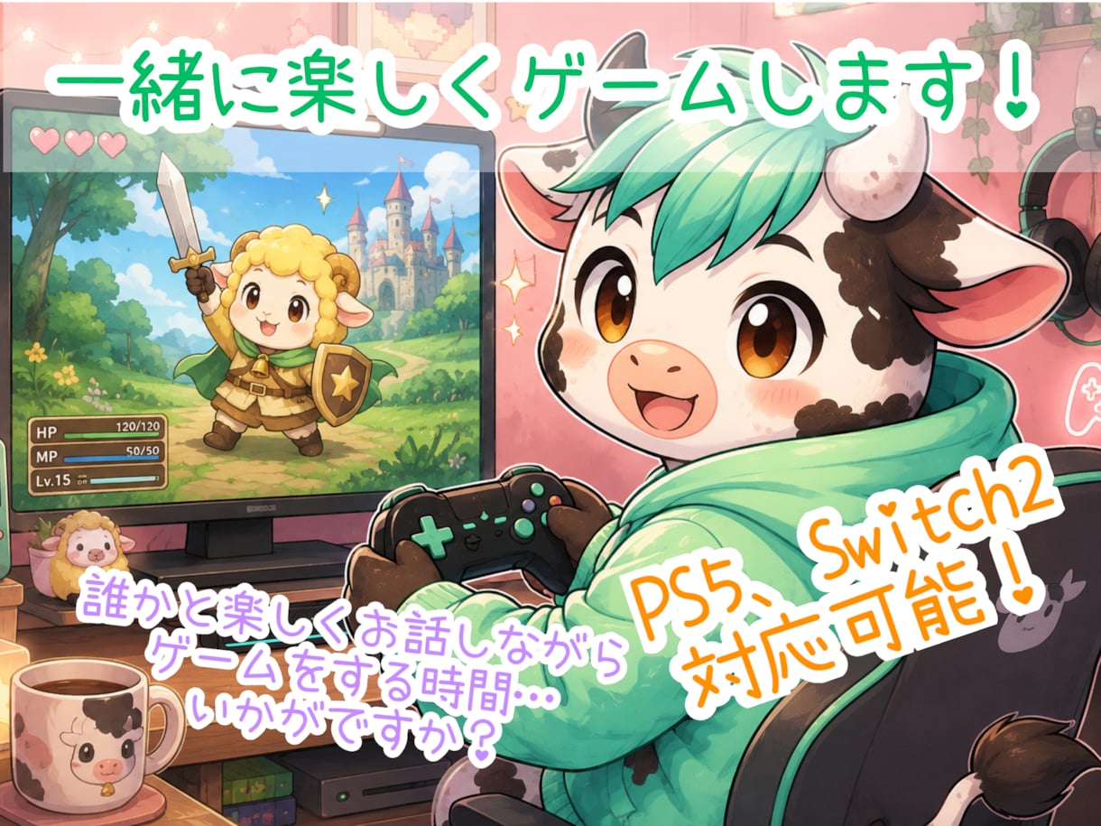 楽しく遊ぼう！一緒にゲームを楽しくプレイします ゲームのお手伝いさん、褒め要員いかがですか？ イメージ1