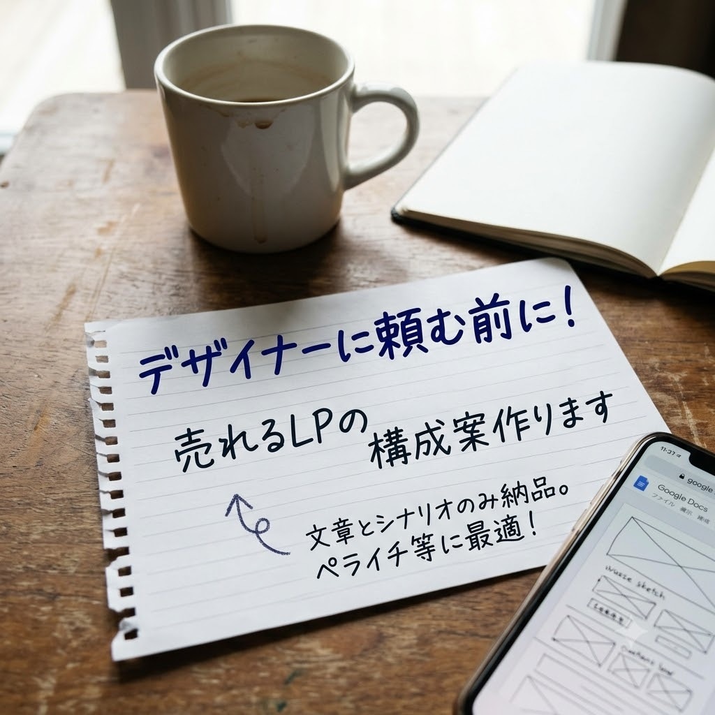 売れる広告LPの構成案・シナリオ作ります デザイン・コーディングなし！文章と構成に特化した売れる導線 イメージ1