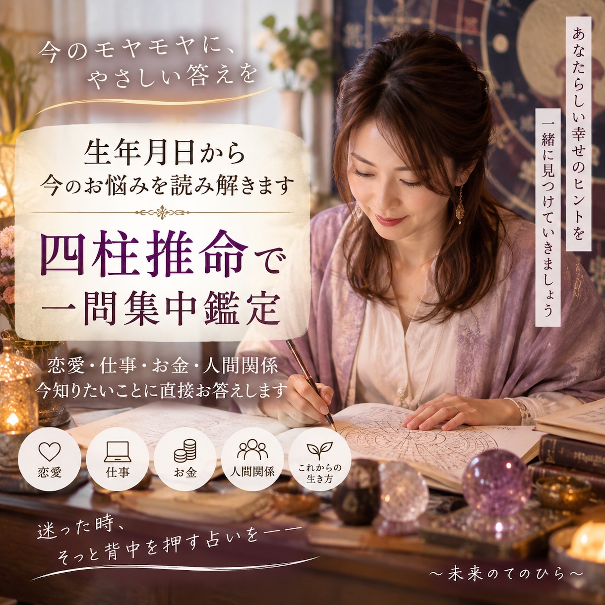 鑑定書付き。生年月日から今のお悩みを読み解きます 鑑定書と私からの未来へのメッセージ1000文字付き イメージ1