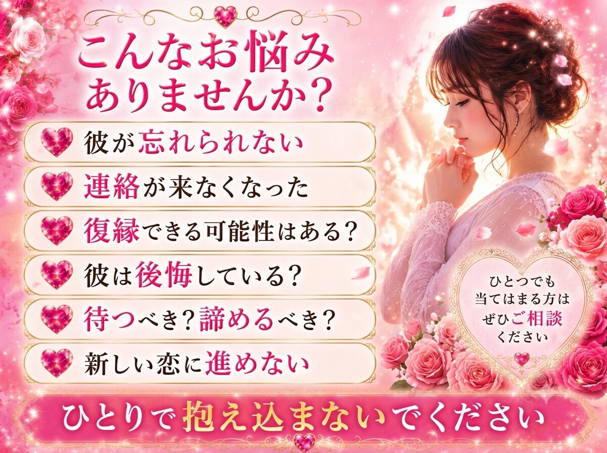 復縁占い  彼の本音と復縁の可能性を鑑定します 別れた彼の気持ちと復縁への流れを読み解きます イメージ2