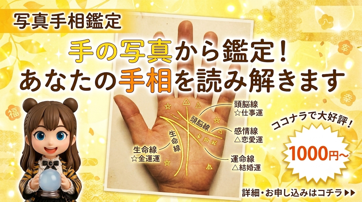 お値段以上に的確に手相鑑定します HSPさん歓迎！なぜあなたが生きにくいか教えます！ イメージ1