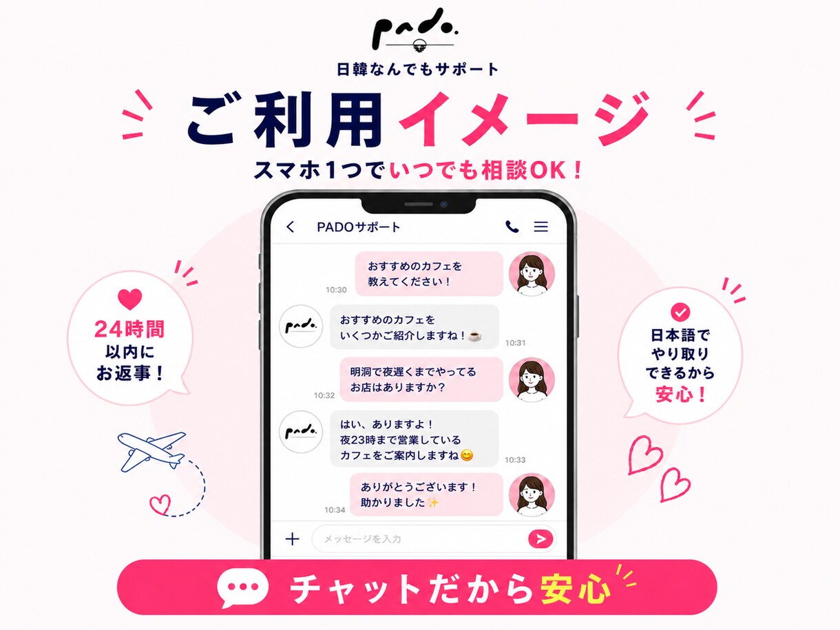 韓国旅行中の困ったを3日間チャットでサポートします 韓国語の翻訳・交通・お店・現地での疑問を日本語で気軽に相談！ イメージ4
