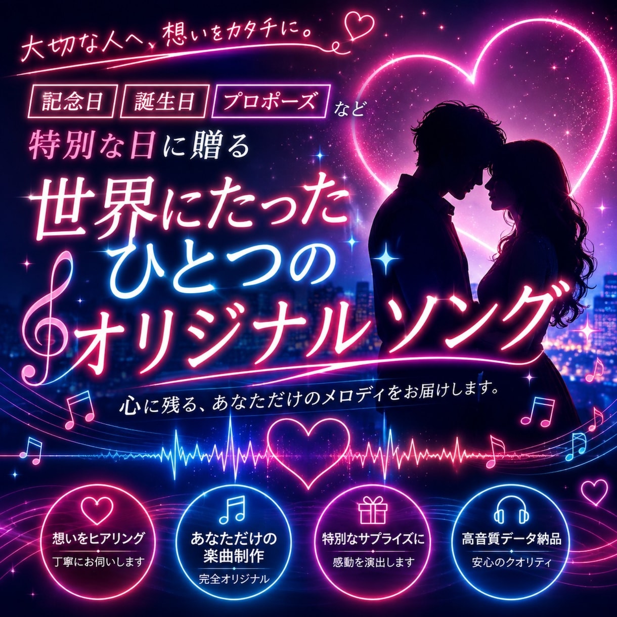 世界に一曲だけ！あなたの想いを歌にします AIプロンプトエンジニアが生成AIを活用したオリジナル楽曲に イメージ1