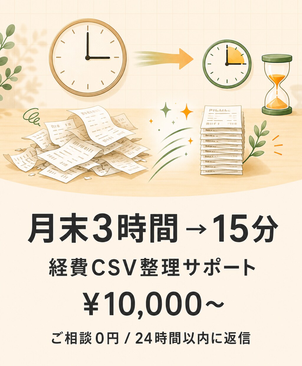 月末の経費CSV整理を15分に圧縮します ダミーで先に試せます。データを預けず安心 イメージ1