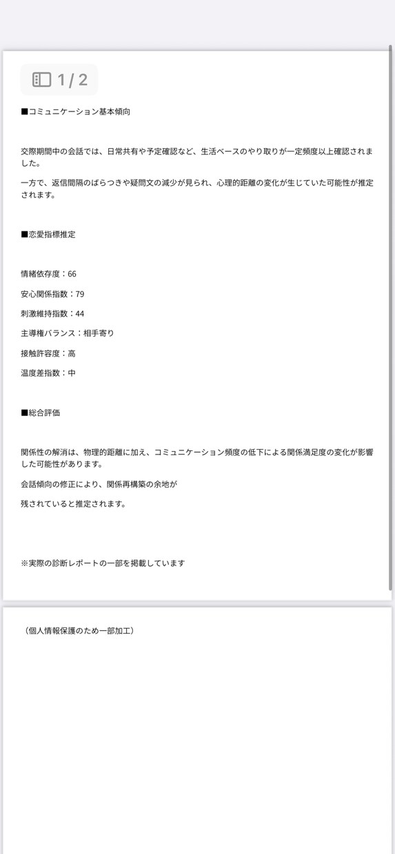 LINE履歴から復縁可能性を分析します LINE履歴から復縁可能性を診断 イメージ2