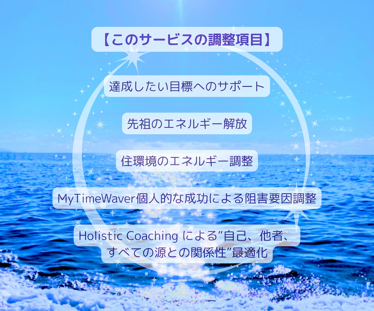 願望実現の為のあらゆる面からサポートします 自己、先祖、住環境、人間関係、自然との繋がり5項目を最適化 イメージ2