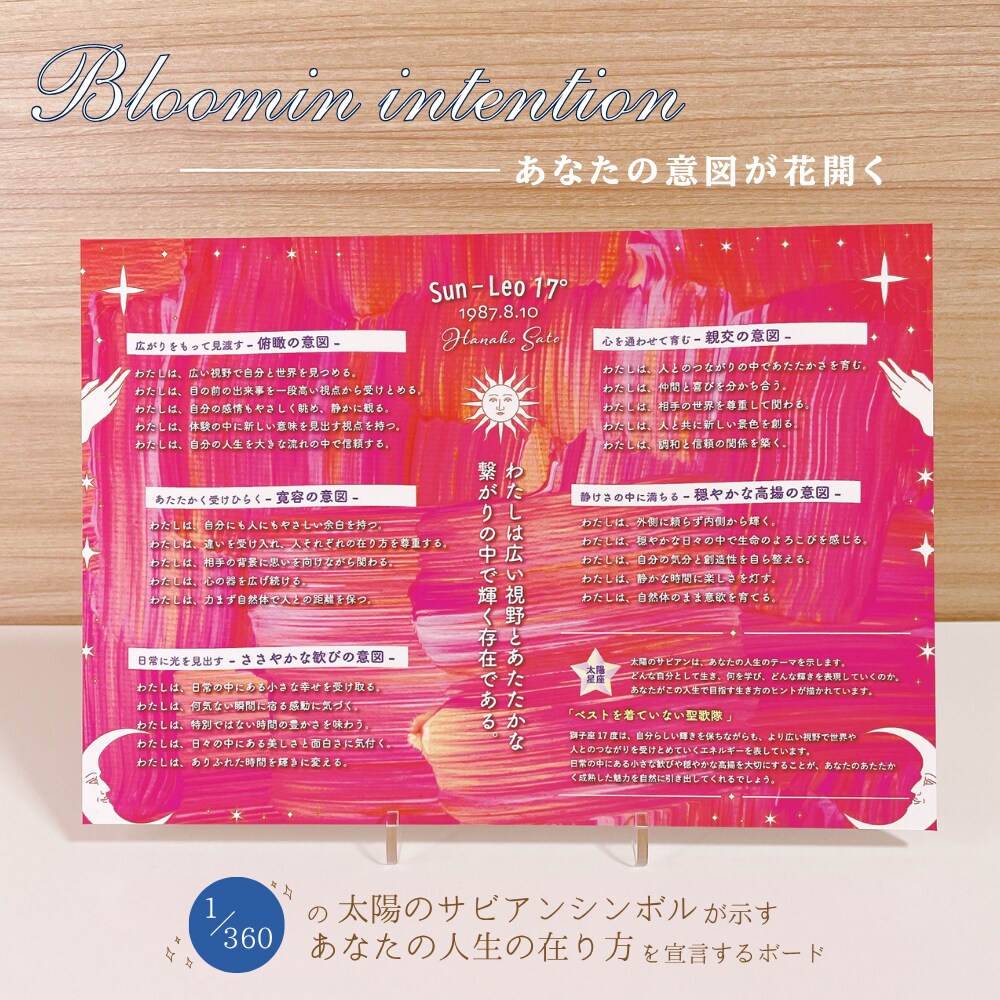 サビアンシンボルで本質を思い出すアート画像届けます 生年月日からあなたの人生の目的を宣言文章に/自由に印刷OK イメージ5
