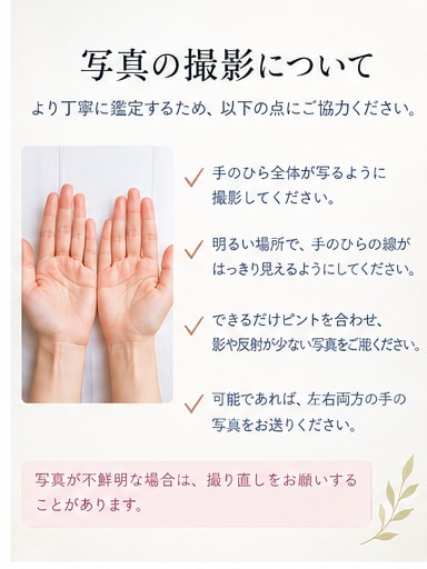 あなたの手相を丁寧に鑑定します 性格・才能・恋愛・仕事の傾向を読み解きます イメージ4