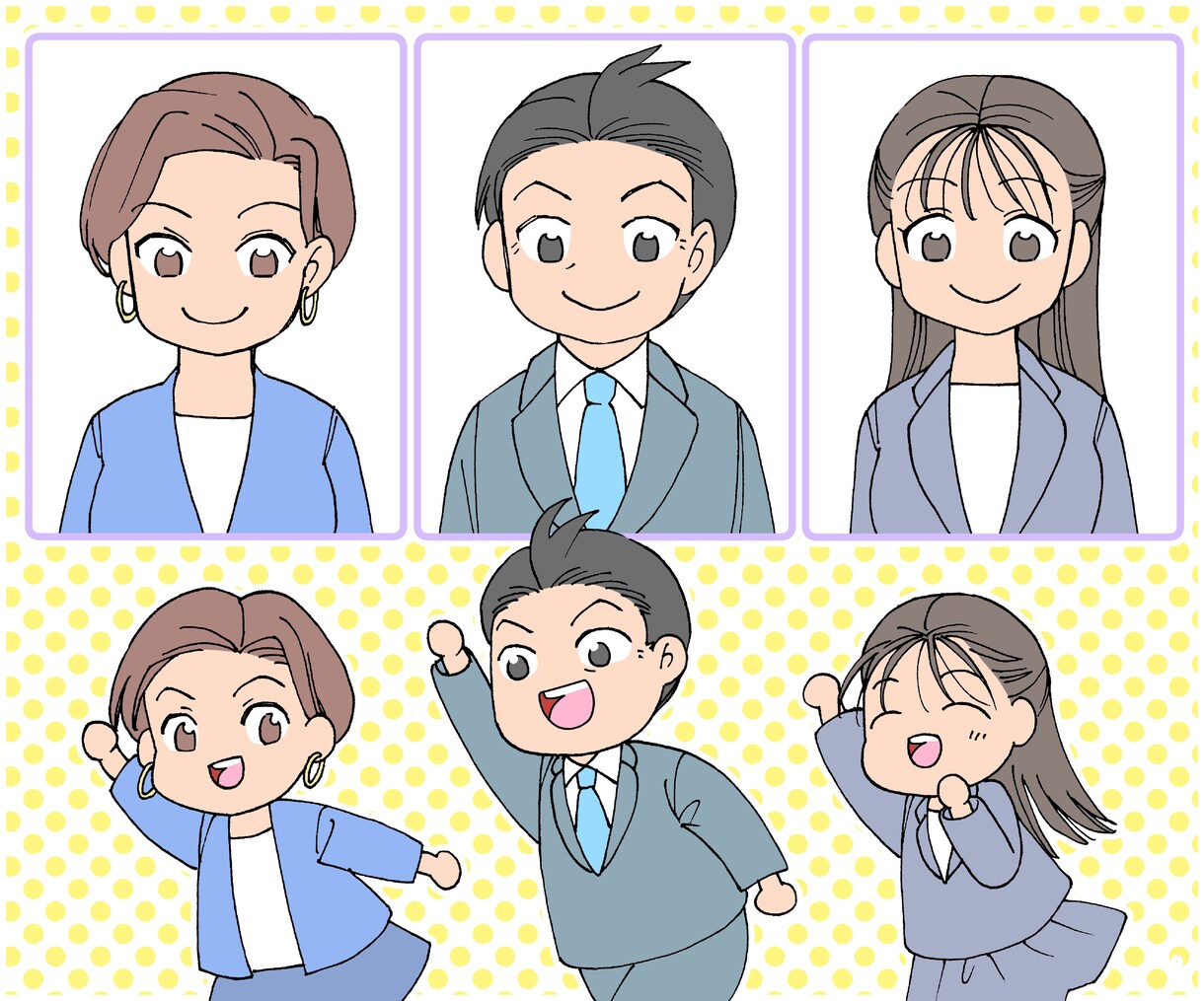 写真から人物イラストを作成します 頭身色々 アニメ塗り!顔だけから全身まで お好みで承ります イメージ2