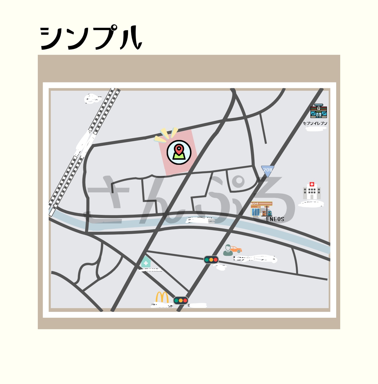 ゆるくて可愛い地図、オーダーメイドでお作りします 手書き風、シンプルさまざまなイメージで作成可能！ イメージ1