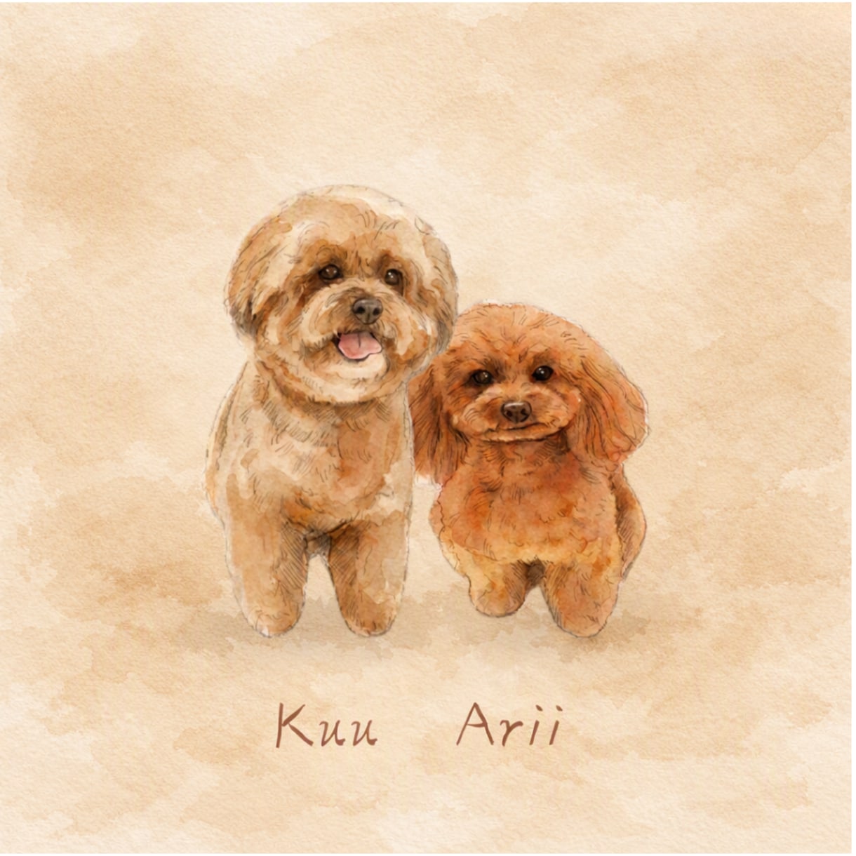 世界で一つのオリジナルキャンバスボード作成します 犬、猫を水彩画タッチでお作りします！ イメージ1