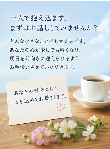 60代の悩み・愚痴を優しく聴きます 「一人で抱えず、まずは話してみませんか」 イメージ8