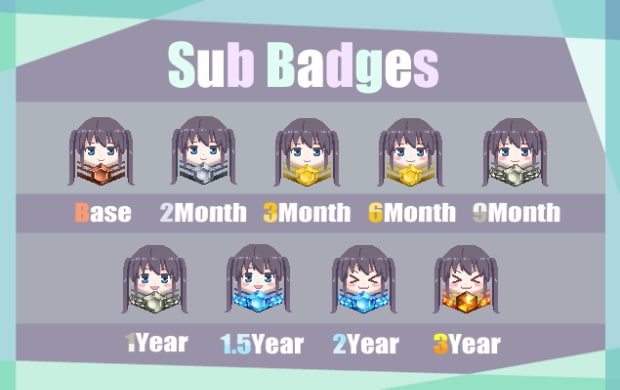 Twitchのサブスクバッジ一式を作成いたします 分かりやすさを重視したかわいいバッジで配信を華やかに♪ イメージ5