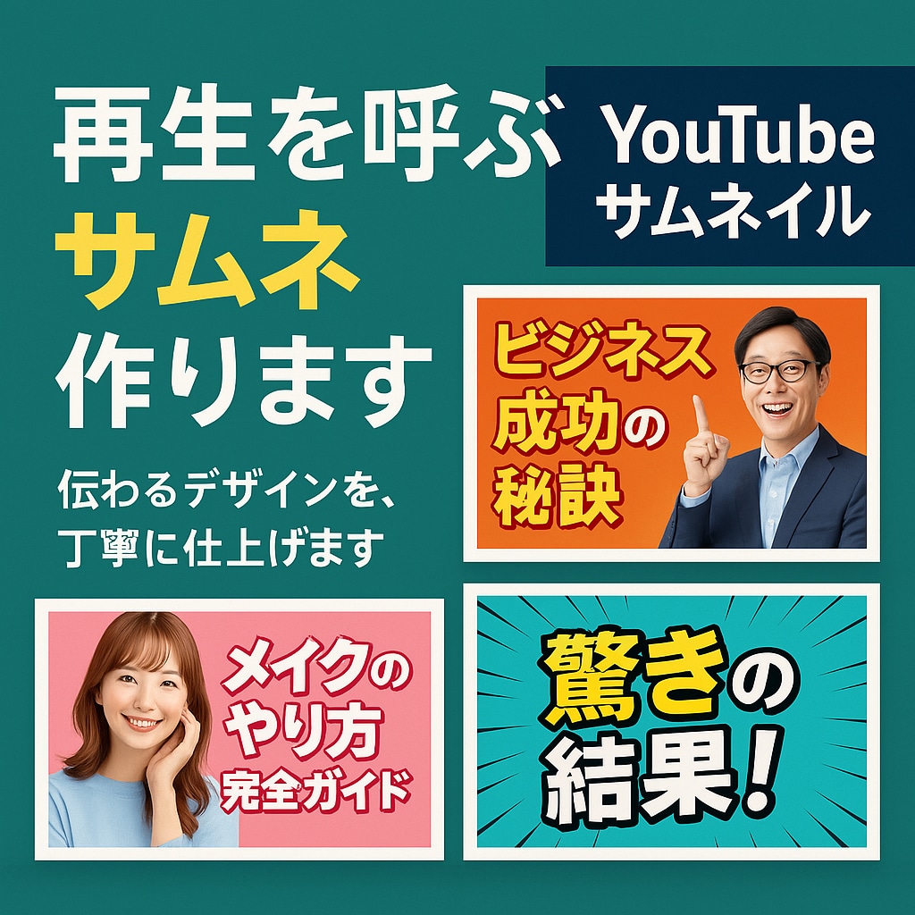 再生を呼ぶサムネ作ります 視聴者の目に止まるデザインで再生数アップをサポート イメージ1