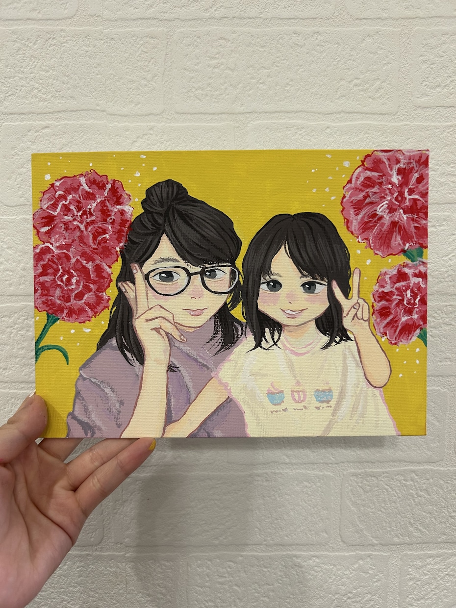 お子さんや親子の似顔絵描きます アクリル絵の具で制作致します！ イメージ3