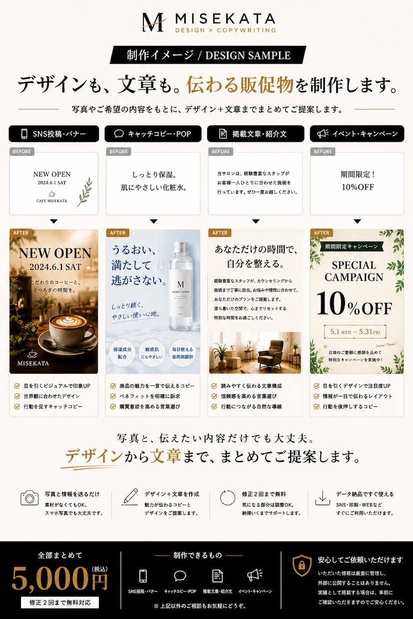 店舗・ブランドの販促画像＋文章をセットで制作します 何を載せればいい？から対応。画像も文章もまとめて制作します イメージ3
