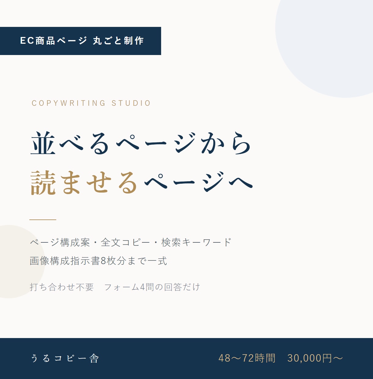 商品ページを構成から丸ごと制作します 読む順番の設計から画像の指示までまとめてお任せいただけます イメージ1