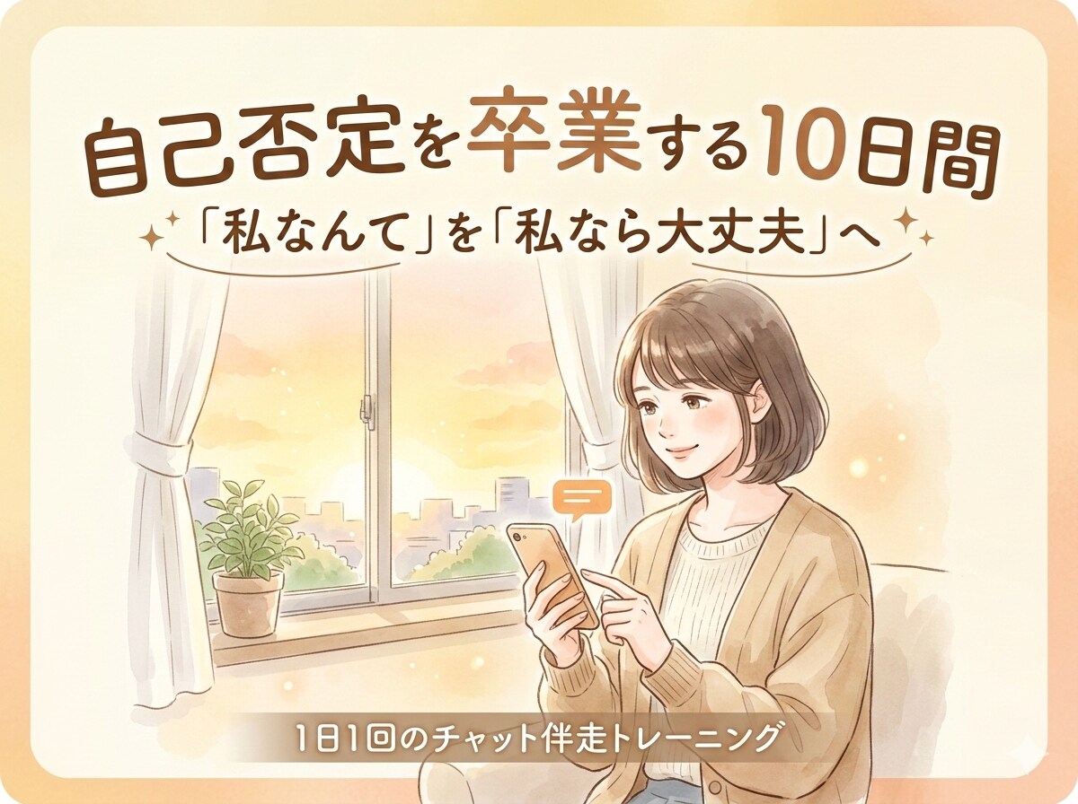 自己否定卒業へ！10日間のチャットで伴走します 「私なんて」を「私なら大丈夫」へ。10日間で心の癖を整えます イメージ1