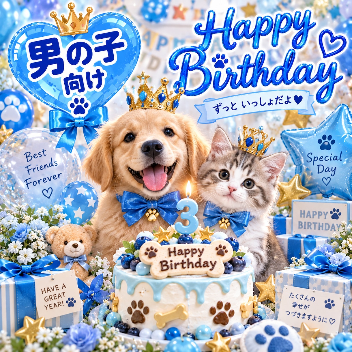 愛犬・愛猫のお誕生日画像をかわいくお作りします 大切なお誕生日を世界にひとつの特別な画像にします イメージ3