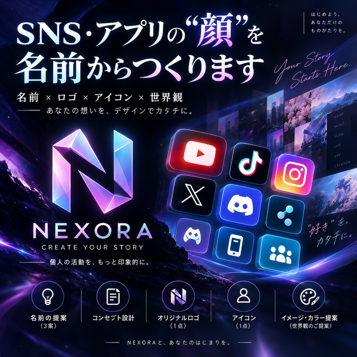 SNS・アプリの名前・ロゴを考えます アイコン・バナー・紹介文までまとめてご提案 イメージ1