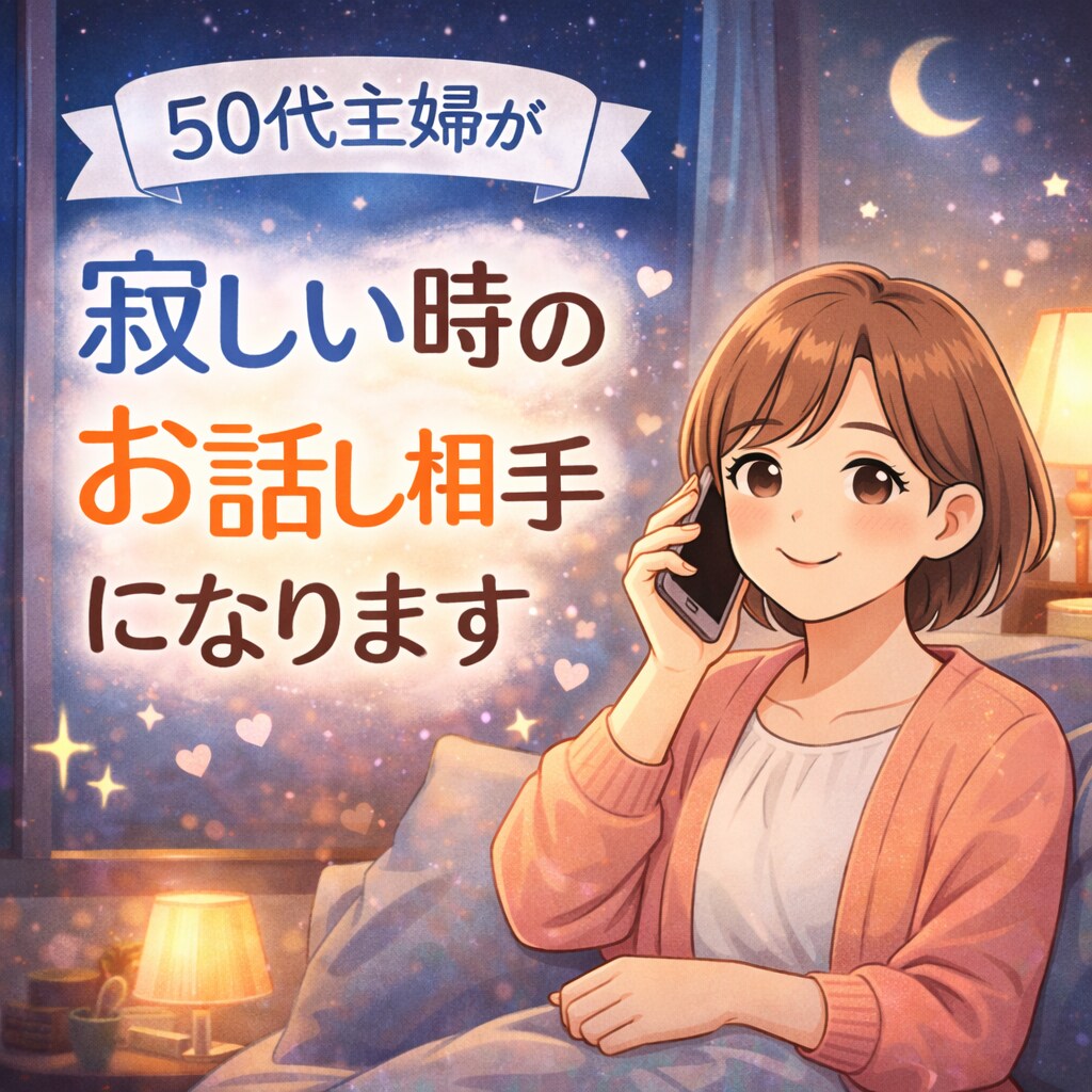 50代主婦が寂しい時のお話し聞きます 誰かと少し話したい時、気軽にどうぞ イメージ1